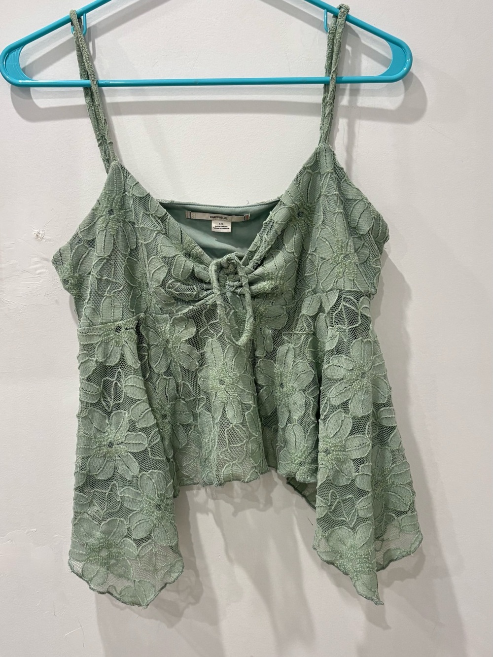 Urban Outfitters Sage Green Lace Tie-Front Cami Top
